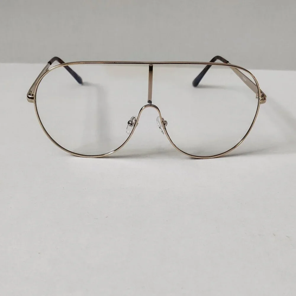 Aviator Style Clear Lens Gold Frame Fashion Sunglasses New
